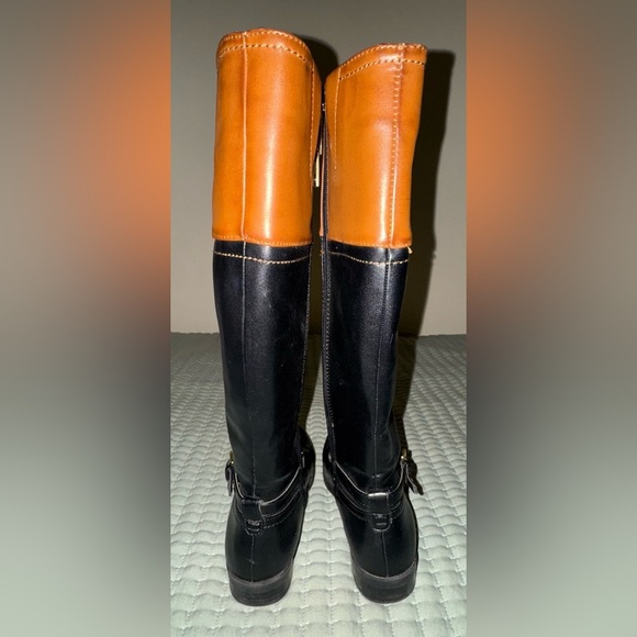 Tommy Hilfiger Drea2 black and brown side zip knee high riding boots size 7M GUC - Picture 6 of 12
